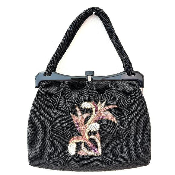 Gorgeous black beaded shoulder bag - Picture 3 of 5